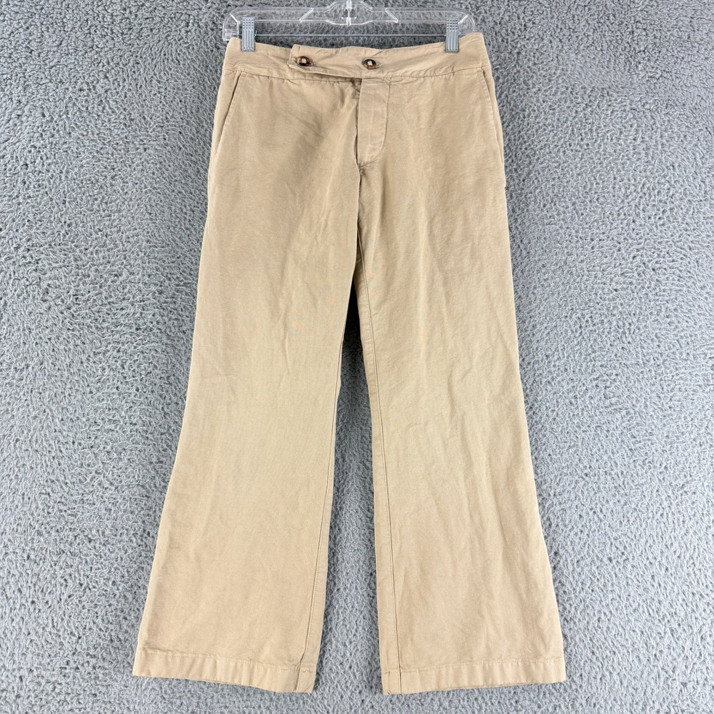 Marni Wide Leg Trousers Women's IT 38 Tan Khaki Cotton Canvas Made in Italy